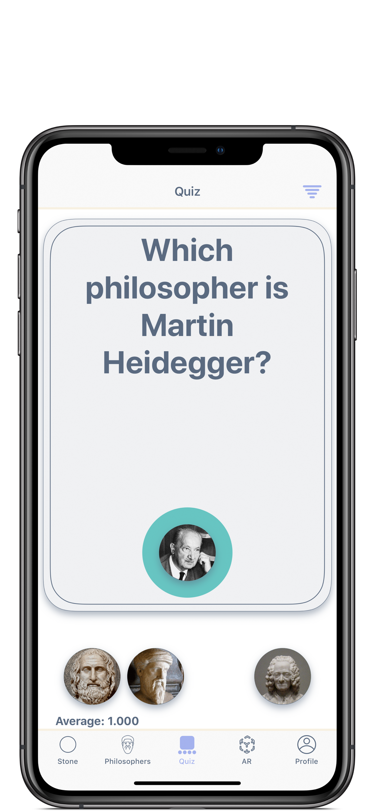Philosophers quiz screen